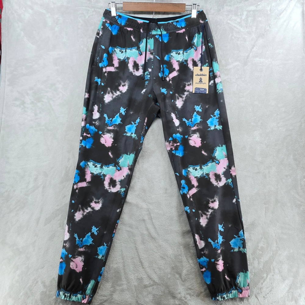 Chubbies Ultimate Sport Jogger Mens Medium Black Tie Dye Paint Parties - Picture 2 of 9